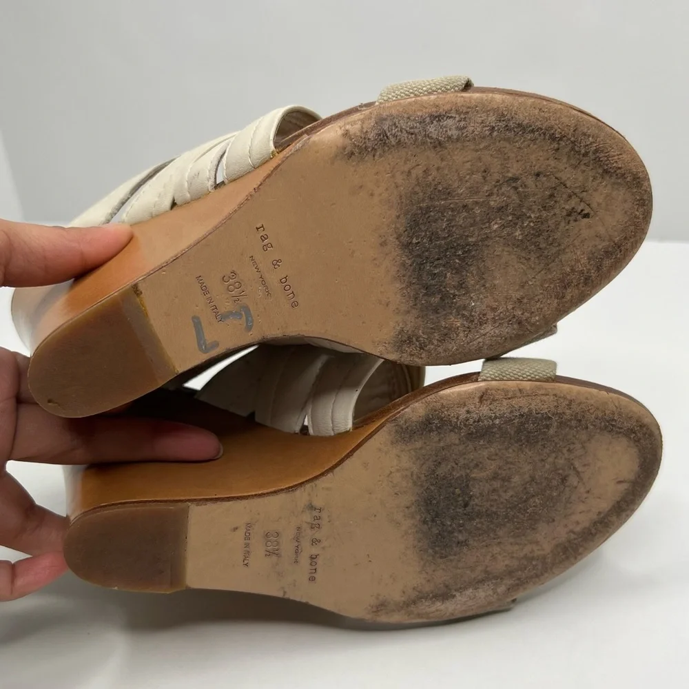 Rag & bone Shaw Wedge Sandals in Cream Size Leather Size 38.5